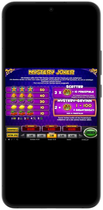 Mystery Joker Auszahlungstabelle mit Mystery Gewinn