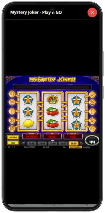 Mystery Joker basisspel op mobiel in staande weergave