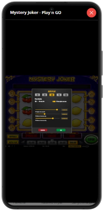 Mystery Joker inzet instellen van €0.10 tot €100