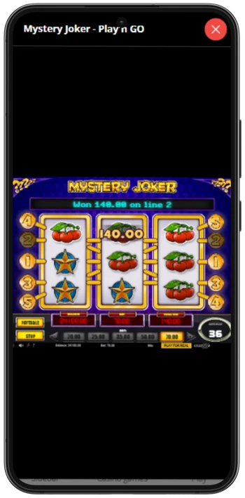 Mystery Joker grote win animatie met sterren op een rij