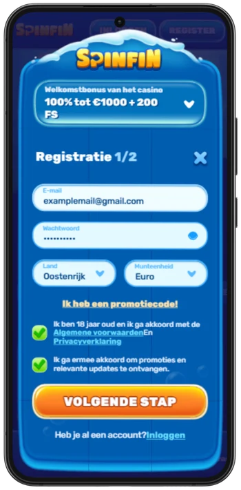 Mystery Joker account aanmaken registratieformulier