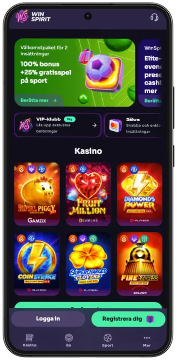 WinSpirit casino startsida för svenska spelare